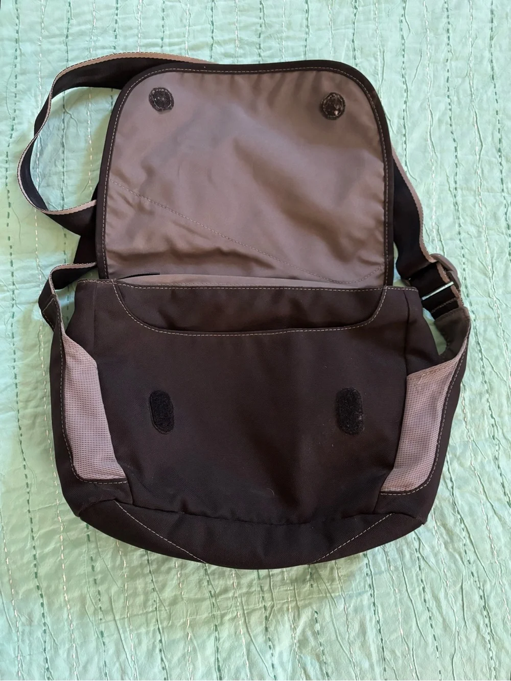 REI Black Messenger Bag with Grey Accents